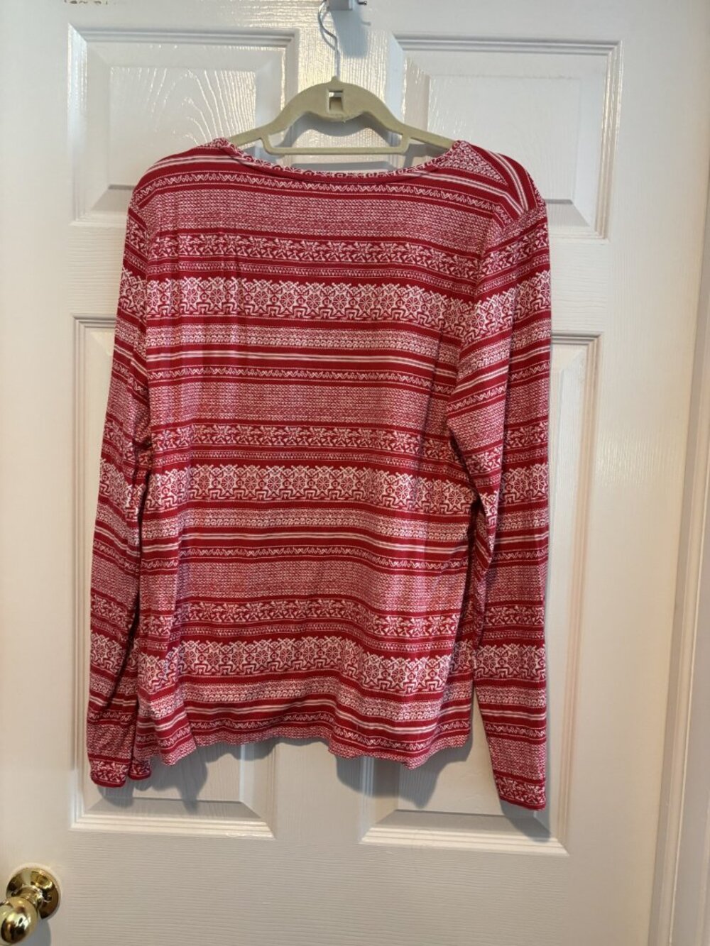 Talbots Red/White Nordic Long-Sleeve Tee - Picture 2 of 4